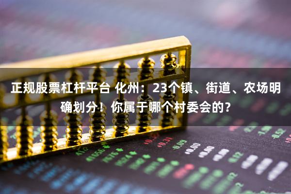 正规股票杠杆平台 化州：23个镇、街道、农场明确划分！你属于哪个村委会的？