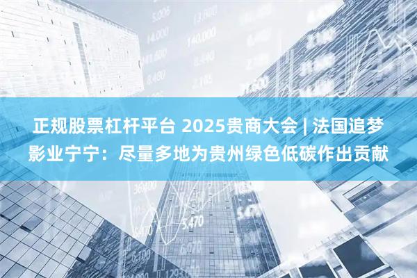 正规股票杠杆平台 2025贵商大会 | 法国追梦影业宁宁：尽量多地为贵州绿色低碳作出贡献